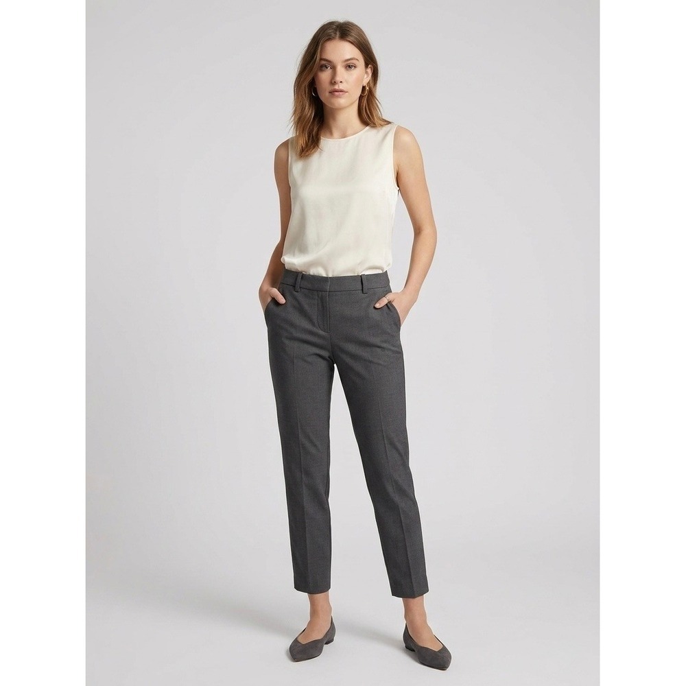 Trina Turk Womens Gray Wool Blend Slim Straight Leg Crop Dress Pants Size 0